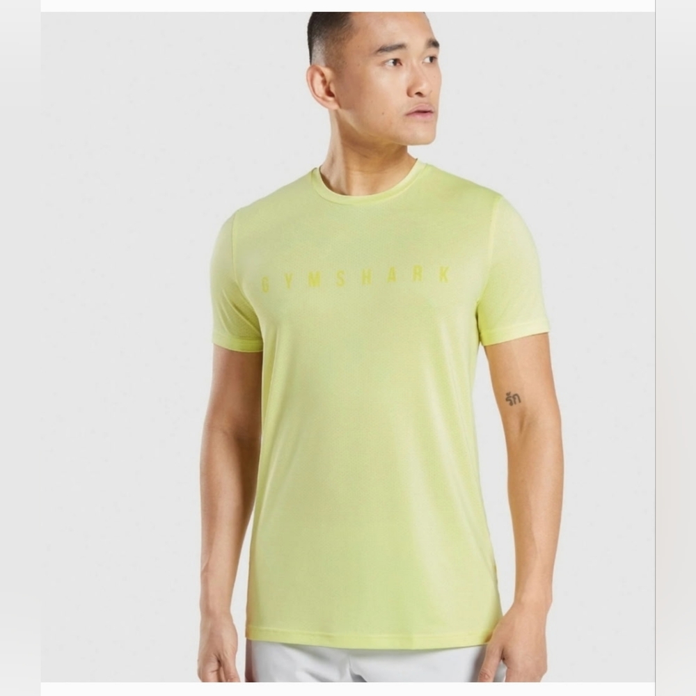 Gymshark Mens Yellow Speed Performance Training Shirt Size M